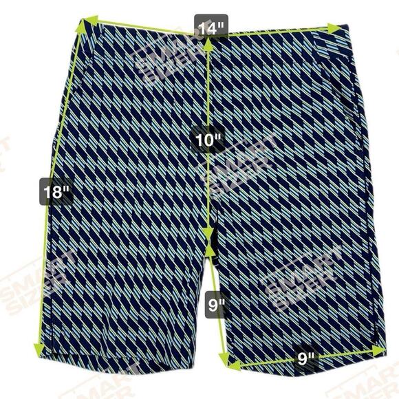 EPNY Golf Tricolor Dash Diagonal Shorts Inky Blue Multi Fitted Stretch Size M - Picture 6 of 12